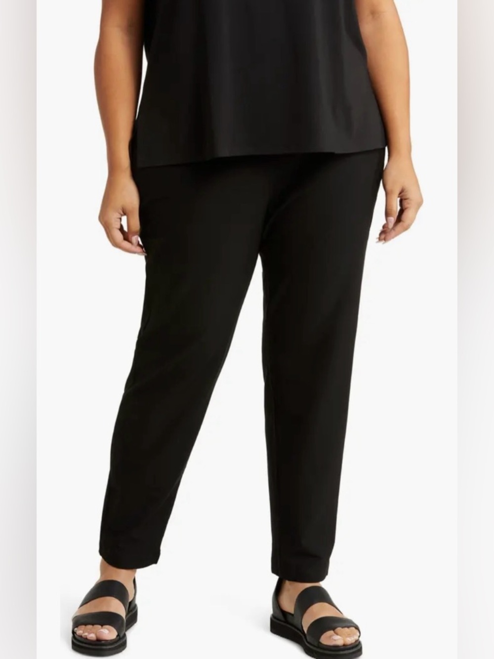 Eileen Fisher Stretch Crepe Slim Ankle Pants Black Size 2X